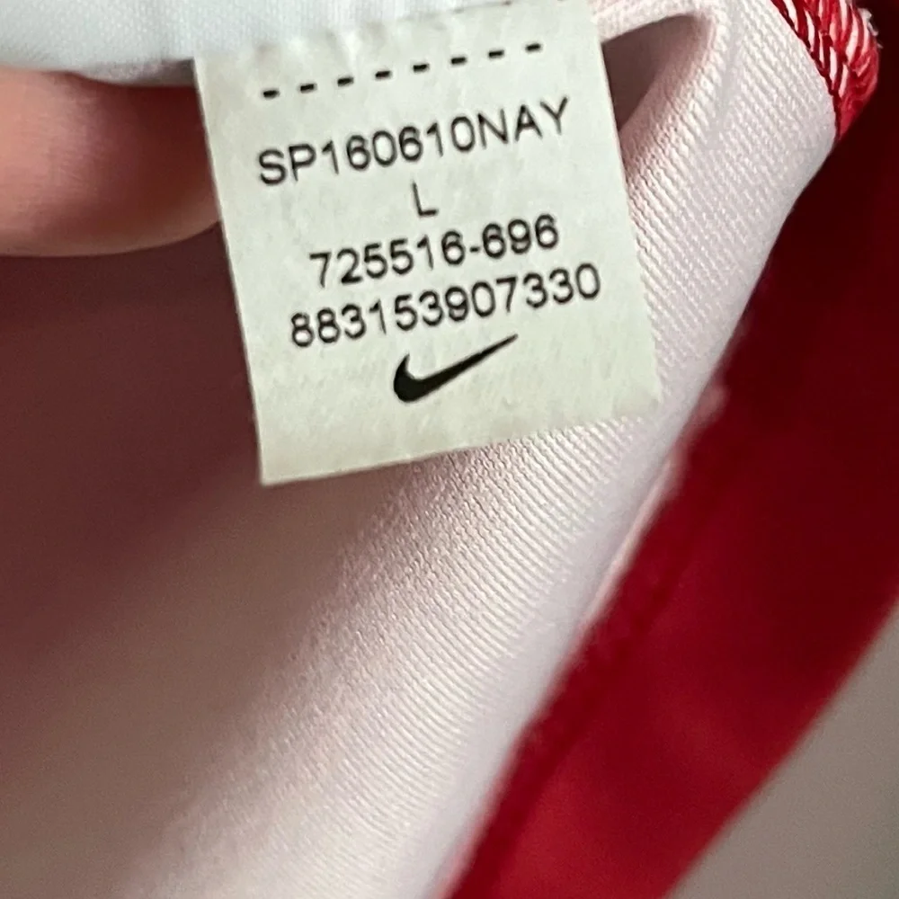 Nike • Red and Faded Red Striped Mens Polo Golf Shirt